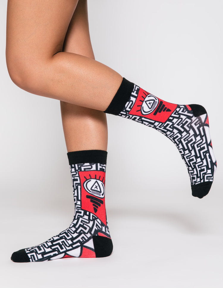 FP Logo Knitted Crew Sock Red